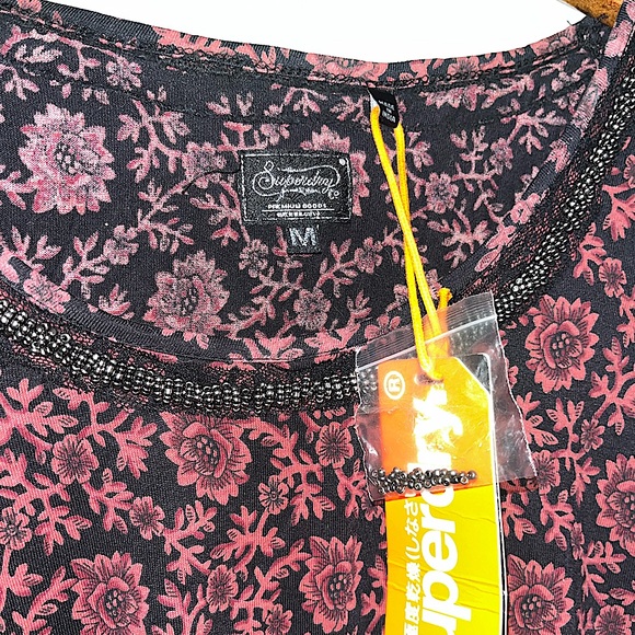 SuperDry Burgundy Floral Embellished Beaded Tank Top NWT — Medium - Picture 2 of 5